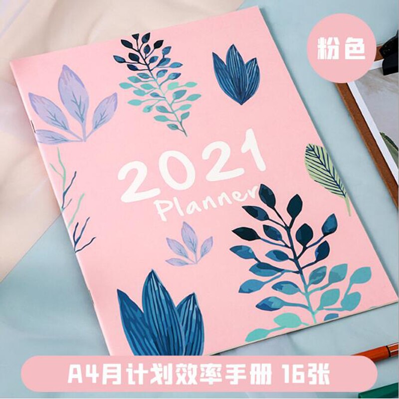 2pcs/set *A4 Monthly Agenda Planner Notebook Journal Organizer Plan Kawaii Writing Office Notepad Stationery