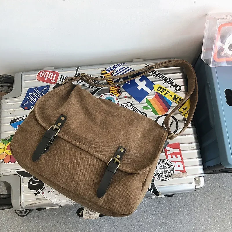 Crossbodytassen van canvas met grote capaciteit, casual handtassen voor heren, vintage schoudertas, messenger bag, vrijetijdstas, studententas, tas, bolsos
