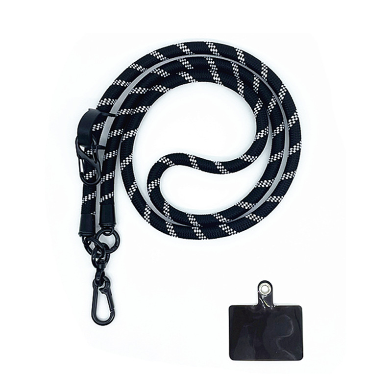 Multifunctional Cell Phone Lanyard Adjustable Crossbody Neck Nylon Shoulder Strap Universal 1 CM Thick Rope Mobile Case Cover: WHITE