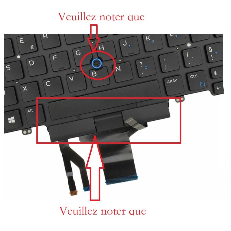 Azerty French For DELL Latitude E5450 E5470 E7450 E7470 Laptop Keyboard With Backlit Mouse