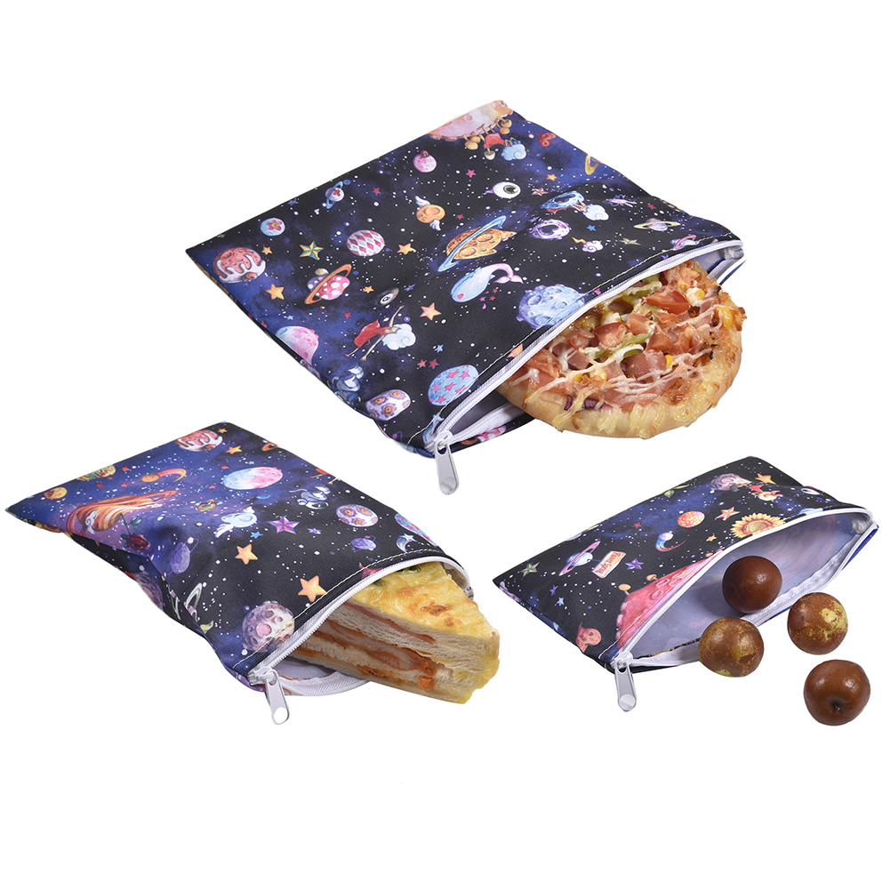 3Pcs Herbruikbare Snack Tas Waterdichte Brood Sandwich Bag Pouch Draagbare Ontbijt Houder Voor School Camping Werk Reizen: D