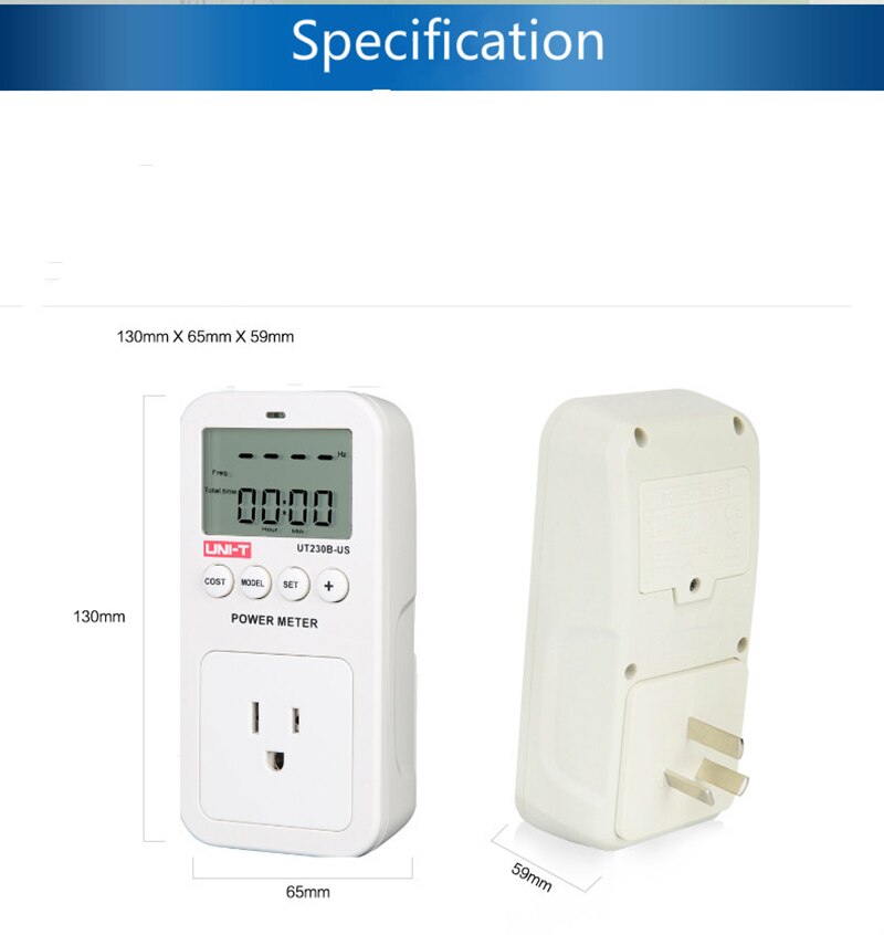 Ut230b- us uni-t wattmeter spänning ström kostnad frekvens effektmätare lcd energiförbrukning monitor eluttag