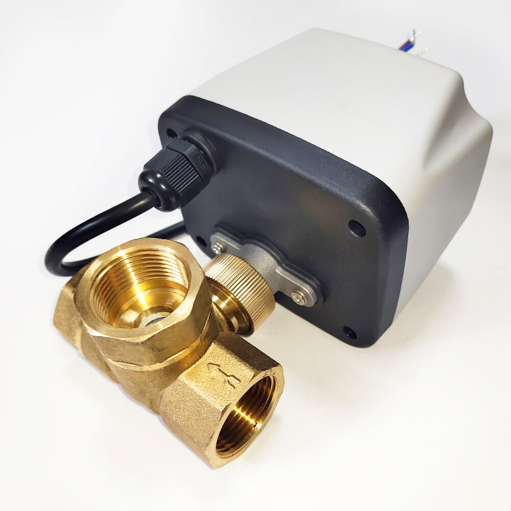 3 Way 3/4 Inch Electric Valve 24V, Motorized ball Valve DN20 brass valve with 3 wires control used for auto water control