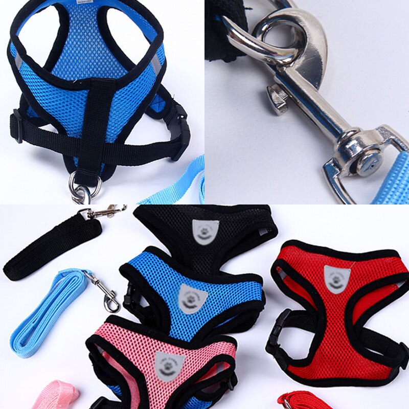 Breathable Small Dog Pet Harness and Leash Set Puppy Cat Vest Harness Collar For Chihuahua Pug Bulldog Cat