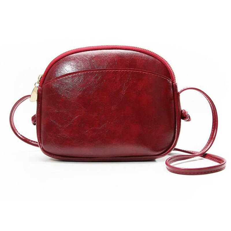 Dame casual messenger taske shell pu læder lille håndtaske messenger lynlås vild sød taske: Rødvin