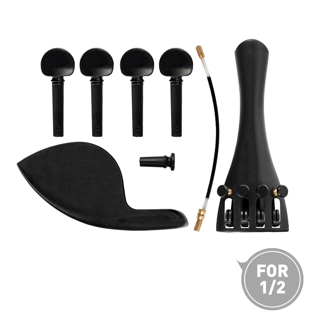 Plast fiolin tailpiece set inkludert tailpiece + chinrest + endpin + tail tarm +4 tuning pegs beginner use: 1 2