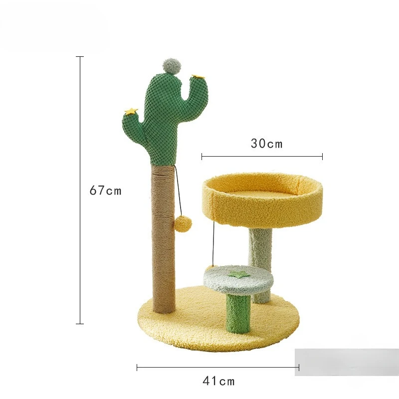 Cactus Cat Climbing Frame Sisal Pole Grinding Claw Artifact Cat Nest and Jumping Platform Toy Winter Cat Scratching Board: WHITE