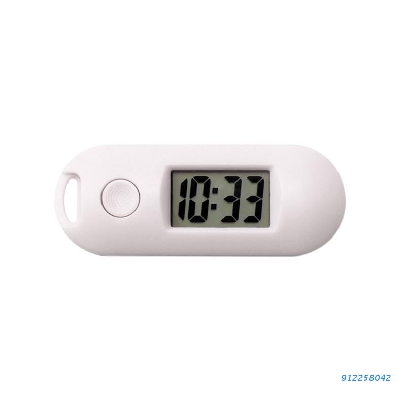 Silent Luminous Mini Portable Digital Electronic Clock Student Exam Study Library Pocket Watch Green Backlight LCD Display: White