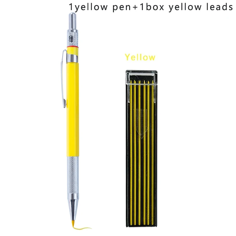 Lápiz mecánico de 2,0 MM, de dibujo artístico, lápiz automático, escritura de centro de gravedad bajo, suministros escolares de oficina para estudiantes: Amarillo claro