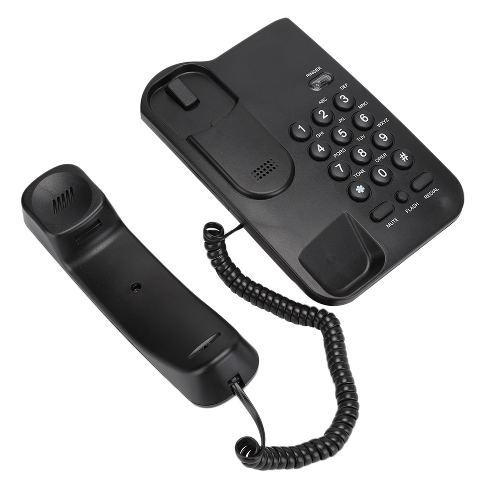 Mini fast telefon bordstelefon fast trådad med ljudlös blixt återuppringningsfunktion väggmonterbar telefon för hemmahotellkontor