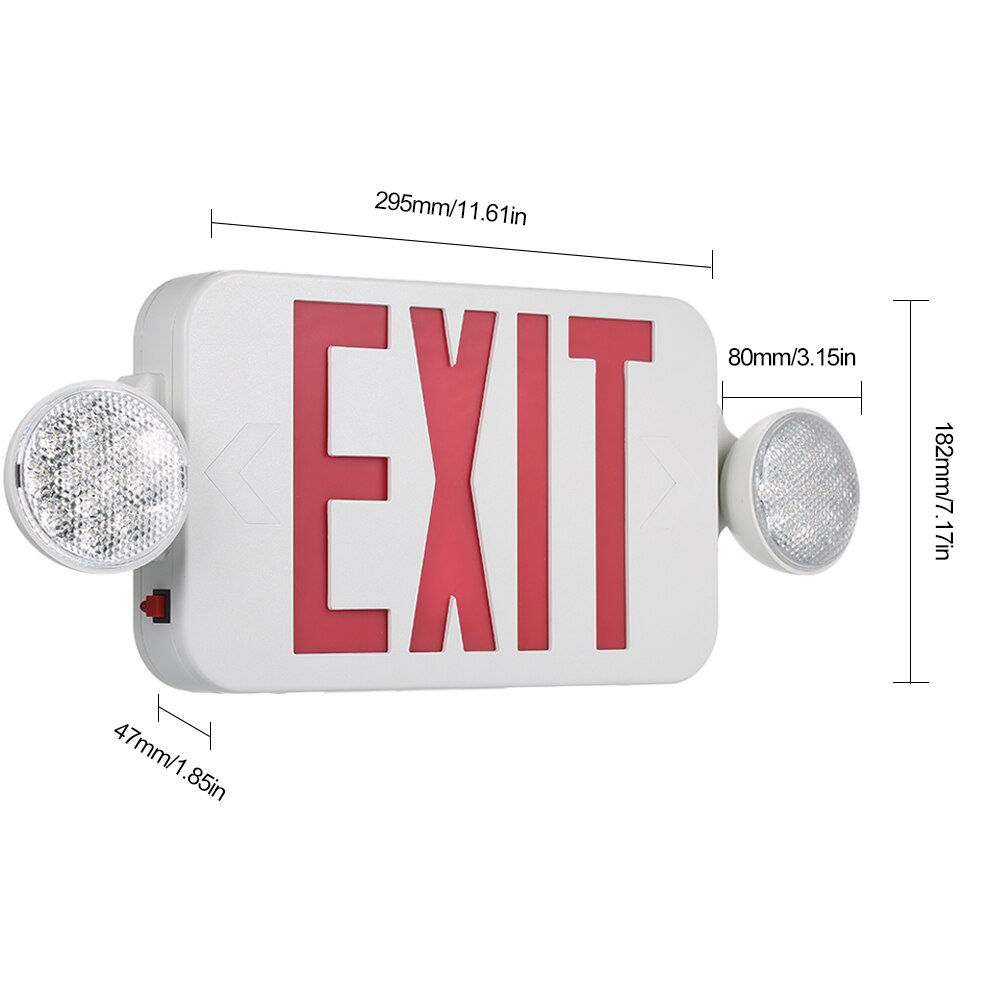 AC120/277V Rode Exit Sign Leds Combo Noodverlichting Met Verstelbare Twee Hoofd Backup Batterys Wall Mount Plafond lichten