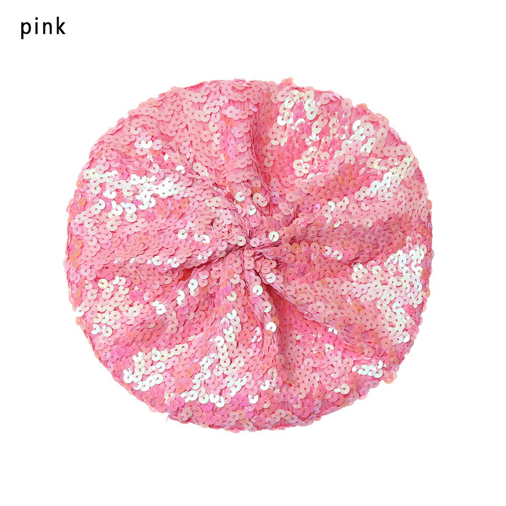 Kvinder pailletter hat skinnende kostume jazz glitter dans baret rund kasket dame tilbehør hue baret hat britisk stil: Lyserød