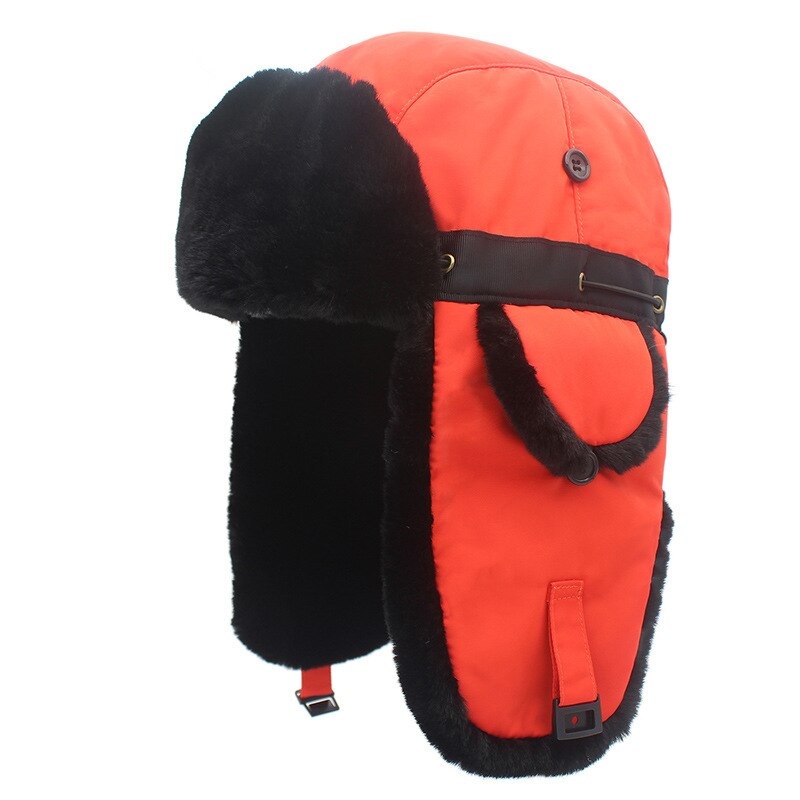 Gorros de invierno para hombre bombardero sombrero de piel rojo cálido gorra a prueba de viento mujeres grueso tartán ruso Ushanka sombrero: 5