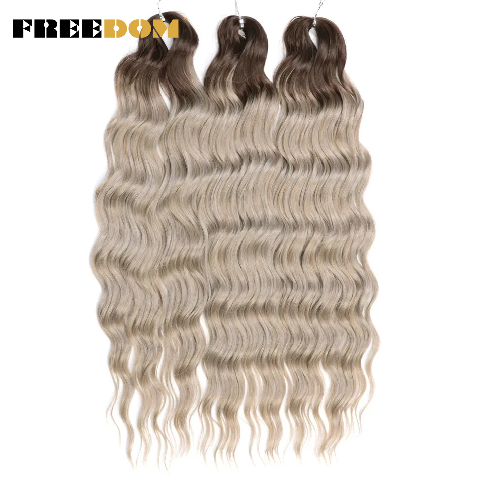 Syntetiske løse dybe bølger fletninger med hårextensions 24 cm dyb krøllet twist hæklet fletning med ombre blond brunt anna hår
