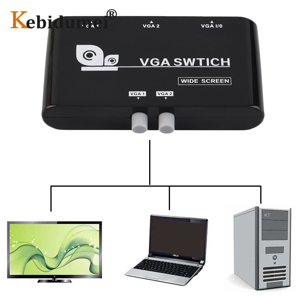 Mini 2 Port VGA Selector Box Meerdere Ingangen VGA/SVGA Manual Sharing Keuzeschakelaar Switcher Box Voor LCD PC Laptop