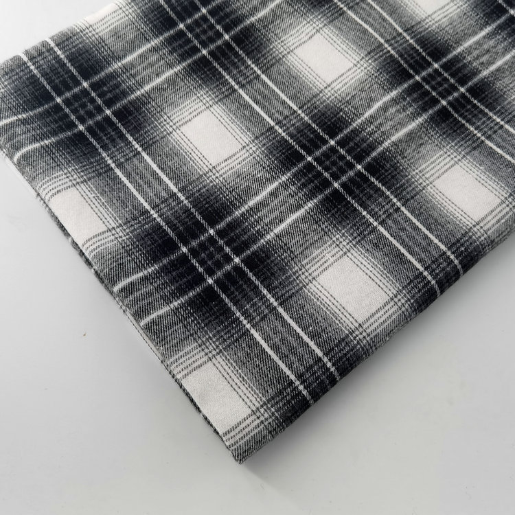 Harjattu Ruudullinen Kangas Metri - 100x145cm - Polyesteri/Puuvilla - Paita, Mekko, Hame: Valkoinen