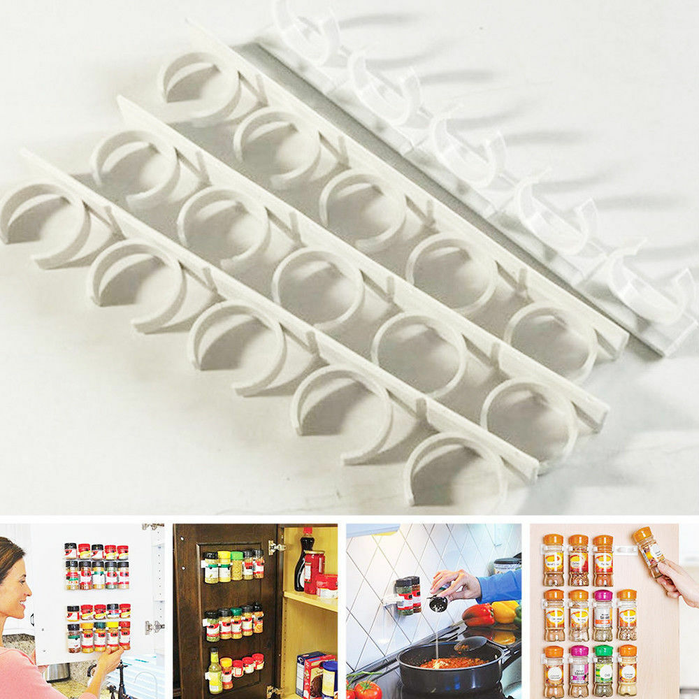 20 Clip Keuken Spice Grijper Strip Pot Rack Opslag Houder Organizer Muur Kastdeur Opknoping Spice