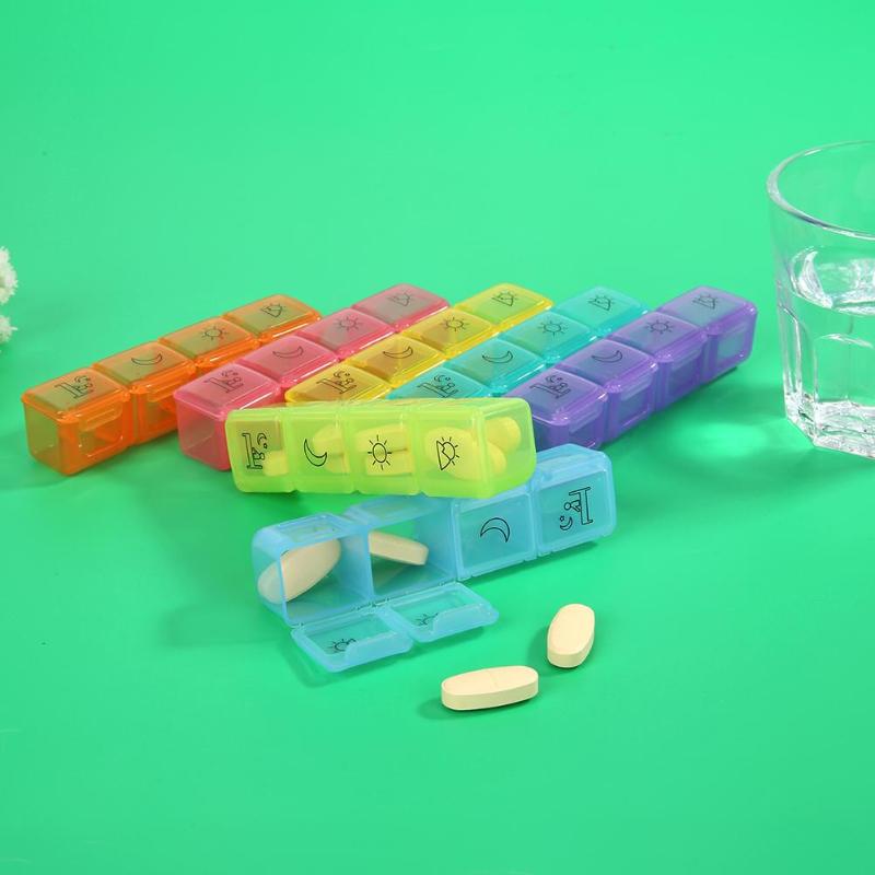 Mini Pillendoosje Organizer Tablet Houder 28 Grid 7 Dagen Wekelijkse Pillendoosje Geneeskunde Opbergdoos Dispenser Pillendoosje Splitter