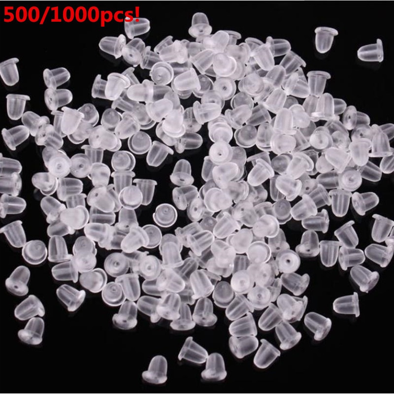 500/1000pcs Silicone Bullet Rubber Earring Back Stoppers for Stud Earrings Ear Post Tube Ear Plugs Jewelry Findings