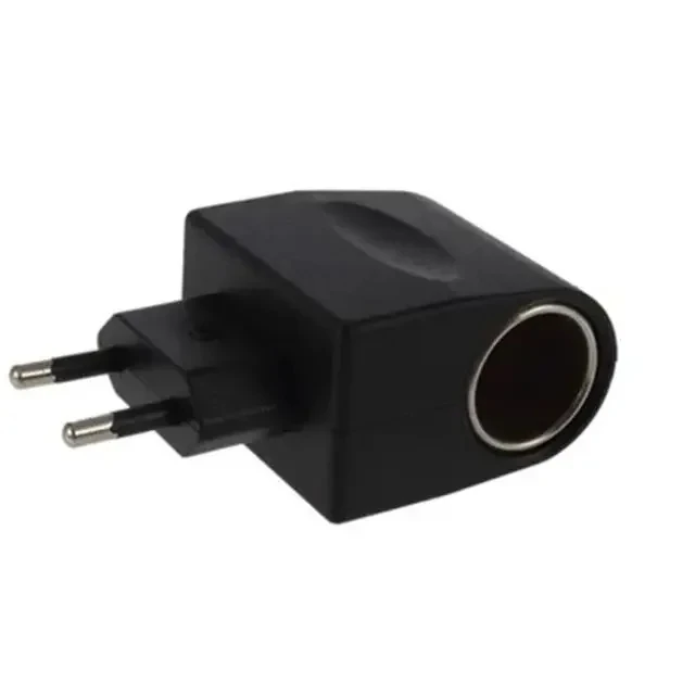 Ac-adapter med biluttak, billader, eu-plugg , 220v ac  to 12v dc, bruk for elektroniske bilenheter, bruk hjemme: Svart