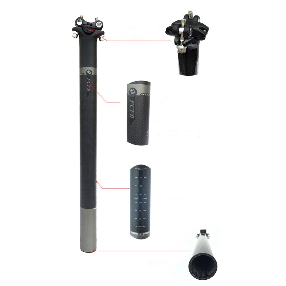 Matte carbon zadelpen fiets zadelpen race/mtb fiets 3k 27.2 30.8 31.6mm*350 400mm fiets zadelpen carbon