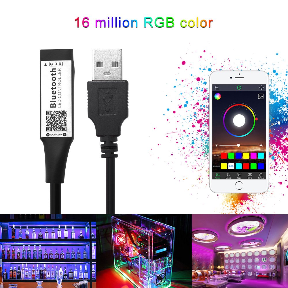 Clever RGB Bluetooth Timer Geeignet LED Regler USB für 5V 3528 5050 RGB Licht Streifen Mehrfarbig Ändern TV Hintergrundbeleuchtung