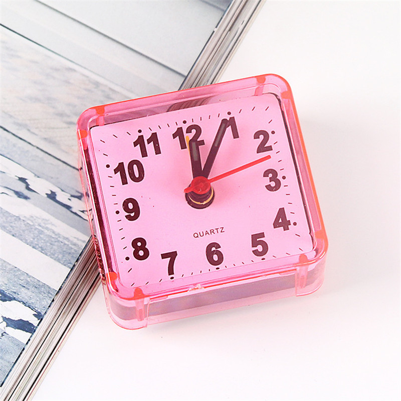 1PC Square Small alarm clock cute student clocks bedroom bedside office electronic clock: Pink