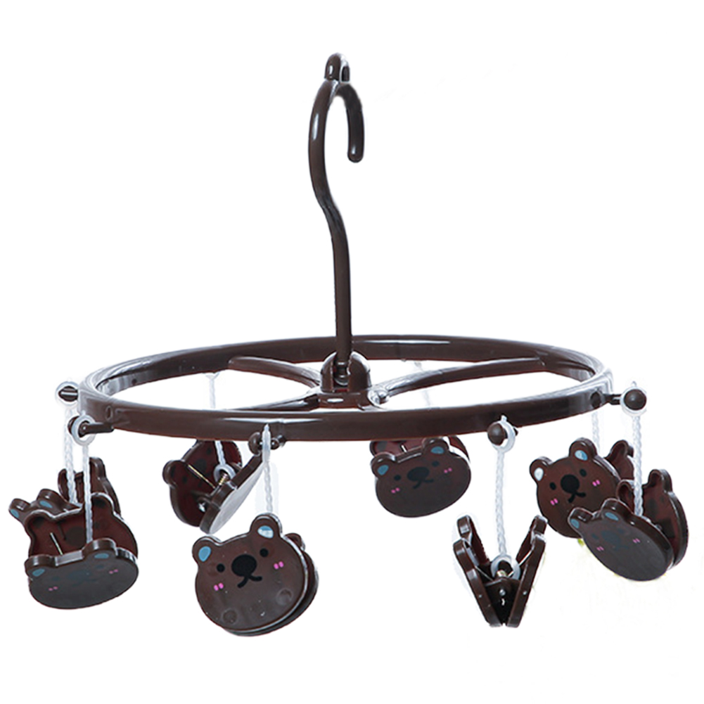 Underwear Clothes Hangers with Multi Clips Cute Socks Bra Hanger for Kids PP Balcony Wardrobe Closet Organizer: light green