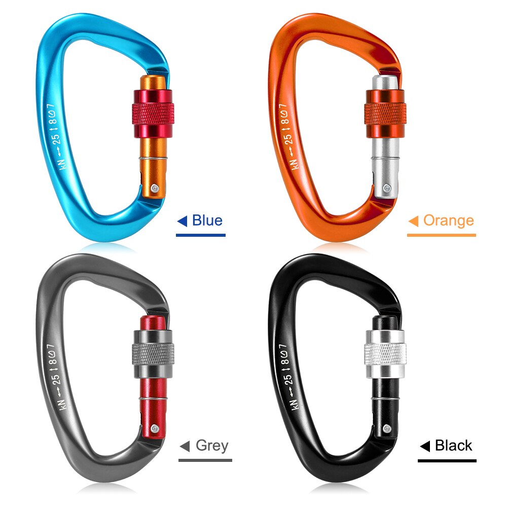 25KN D-form Schraube Locking Tor Karabiner Duty Schnalle Pack D-ring Karabiner Klettern Abseilen Canyoning Hängematte Locking clip