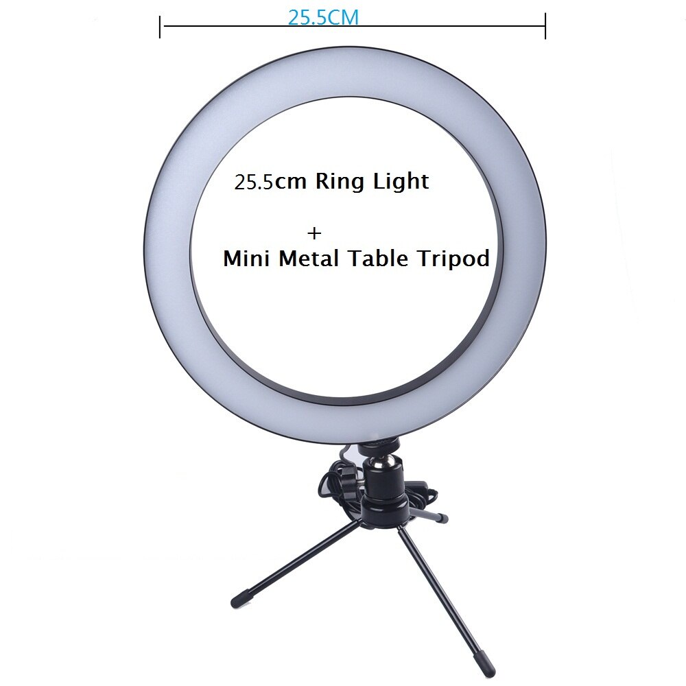 Lightdow Big/Small Dimmable LED Studio Camera Ring Light Phone Video Light Lamp With Tripods Selfie Stick Ring Table Fill Light: Blue