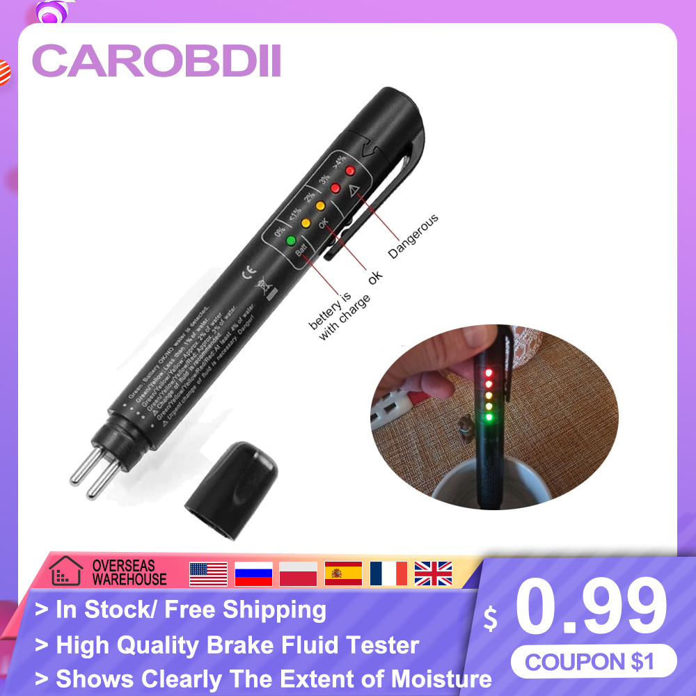 Remvloeistof Tester Pen Controleer Auto Olie Met 5 Led Indicator Display Diagnostic Tools Auto Vloeibare Testen Vloeistof Vloeistof tester