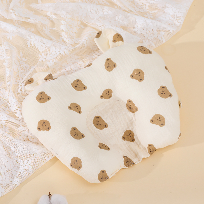 Soft and comfortable bear ear pillow, multifunctional cotton pillow, soft and washable baby pillow for home and outdoor use: White