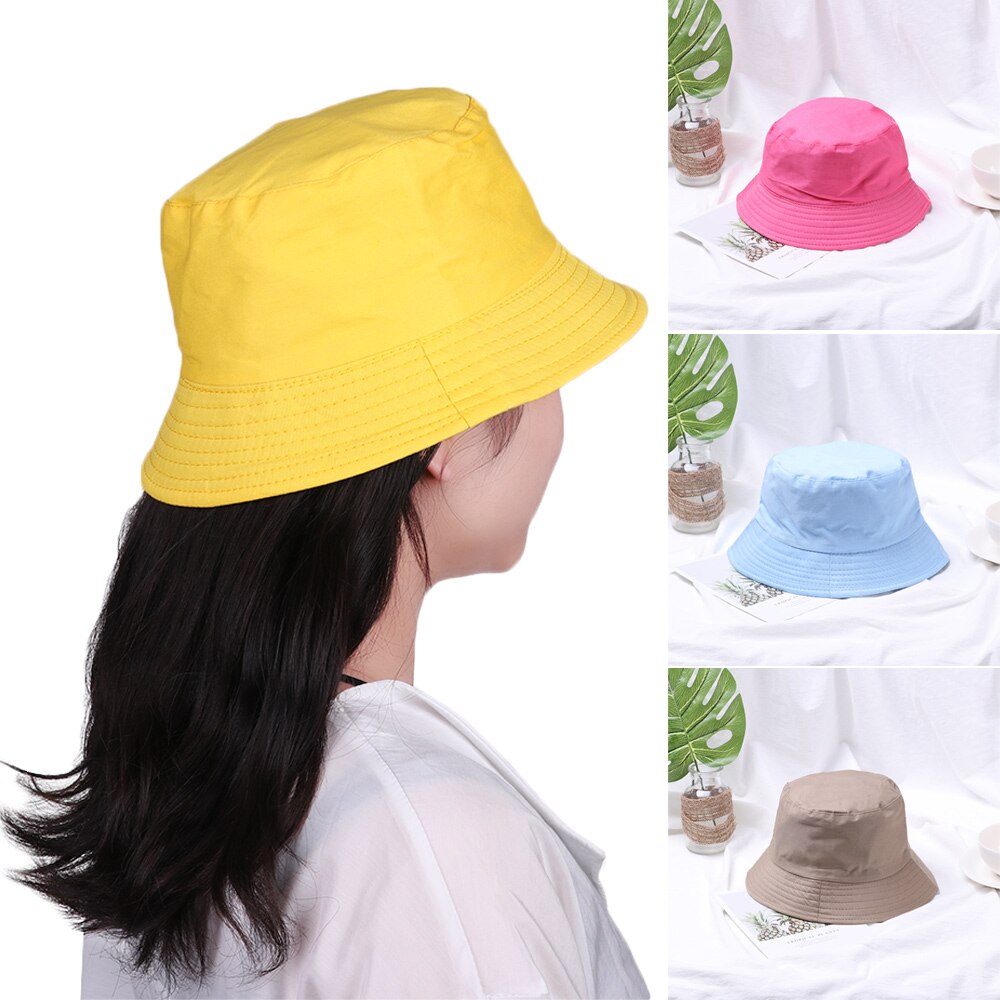 Summer Foldable Bucket Hat Unisex Women Outdoor Sunscreen Cotton Fishing Hunting Cap Men Basin Chapeau Sun Prevent Hats