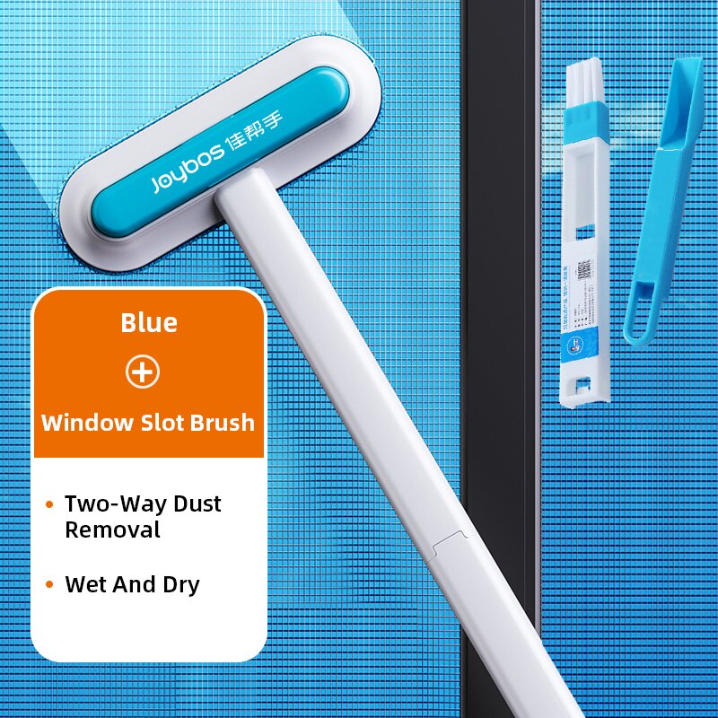 Joybos Double Sided Cleaning Brush Multi-function Screen Cleaner Carpet Wiper Sofa Brush Window Cleaner Home Pet Hair Broom JX87: Blue and Slot Brush