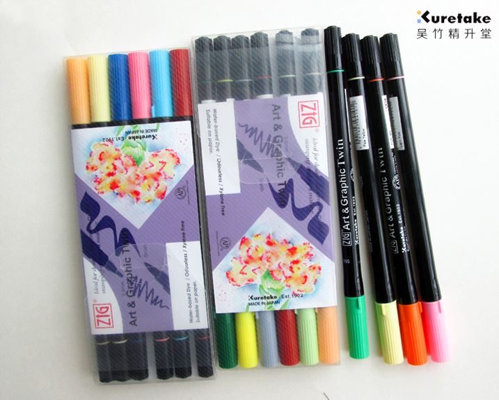 ZIG Kuretake Art & Grafische Twin Brush Pennen Twin Tip waterbasis Dye Japan TUT-80 Pastel Kleuren