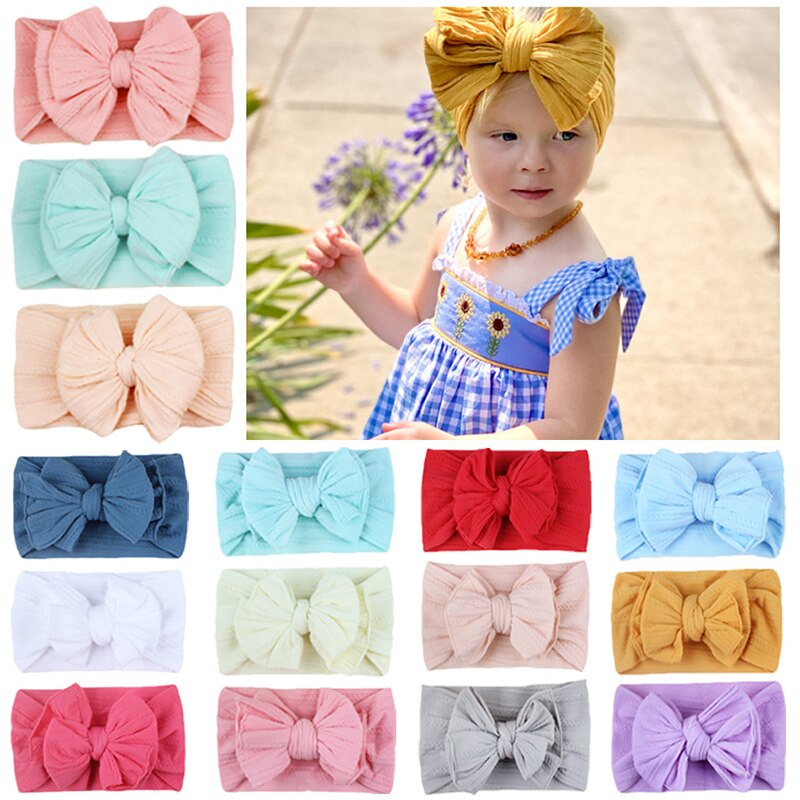 3 pz/set carino Bowknot neonate fascia Candy colore elastico infantile fascia per capelli turbante accessori per capelli per bambini copricapo