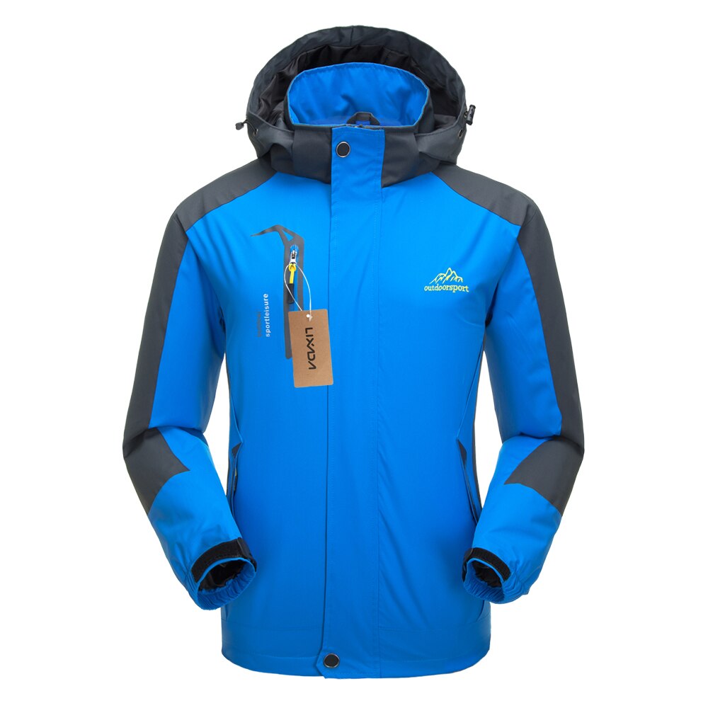 Lixada Mannen Winter Thermische Winddicht Fietsen Jacket Regenjas Sportkleding Outdoor Wandelen Fietsen Sport Afneembare Voor Mannen: Sky Blue / 4XL