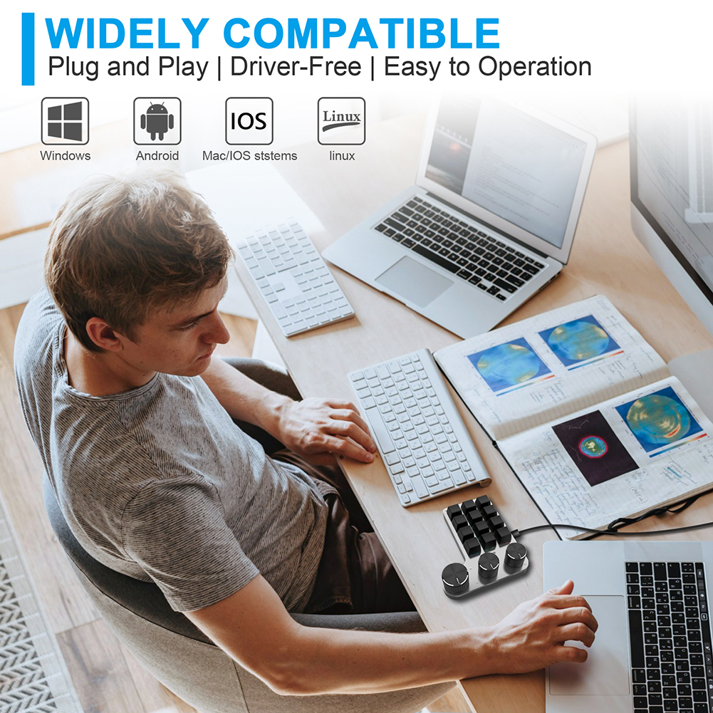 Wireless Bluetooth Programming Macro Custom Knob BT Keyboard RGB 12 Key Swap Shortcut Key Button Mechanical Gaming Keypad