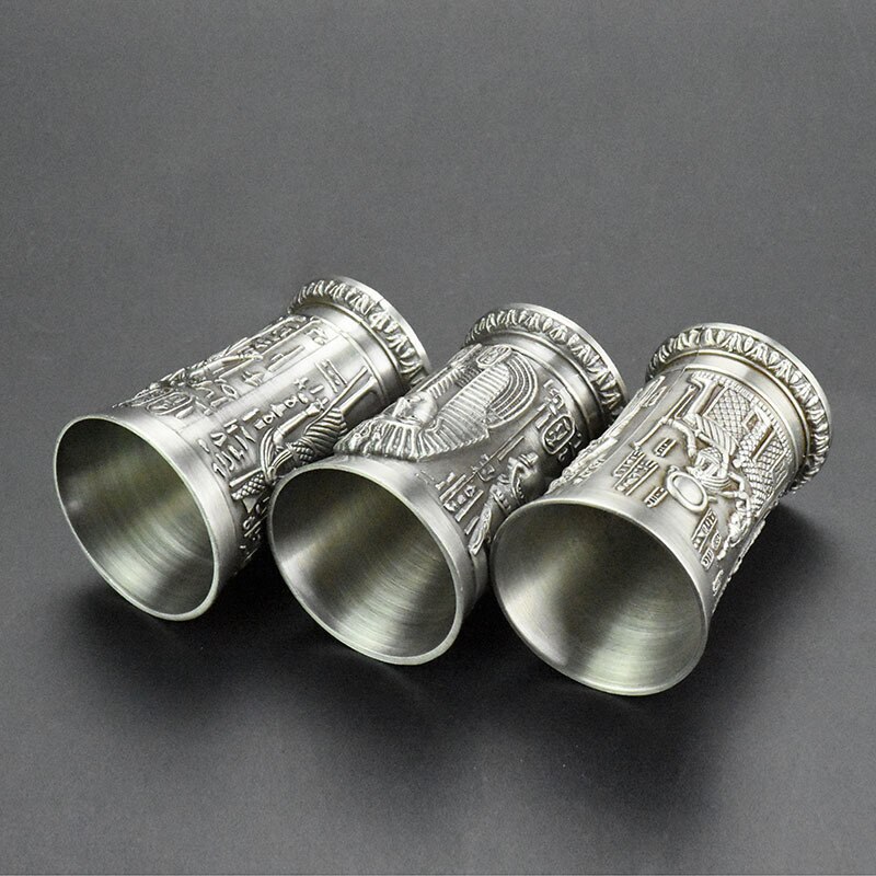 Copa de cobre del antiguo Egipto, tiro con arco, relieve 3D, Cleopatra, Rameses, Rah, licor plateado, copa de vino, vaso de pinta de whisky