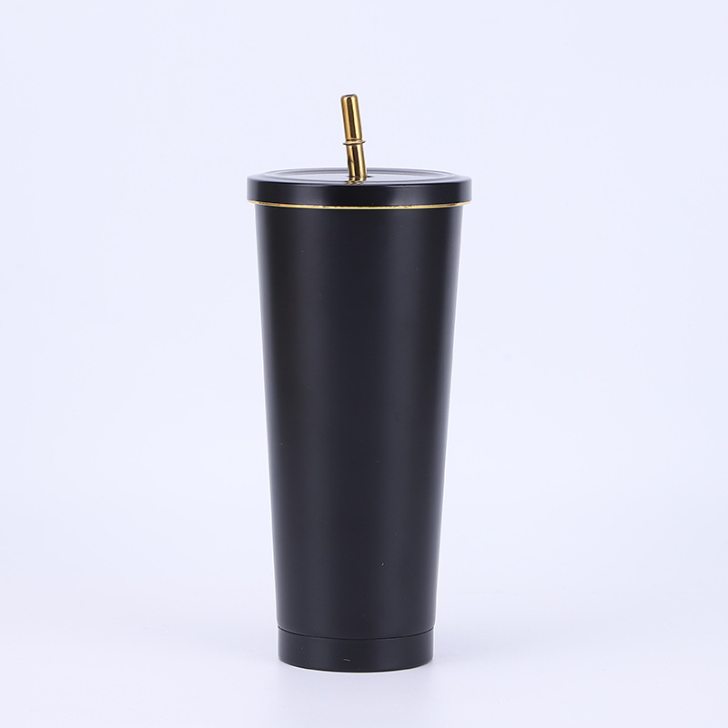 Vacuum Insulated Mug Stainless Steel Thermos Cup Car Coffee Milk Tea Drinking Cup With Straw: Clear