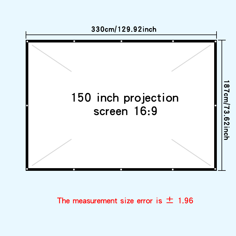 Simple wall mounted projection soft screen foldable outdoor camping entertainment movie screen high-definition washable 16:9: 150 inch