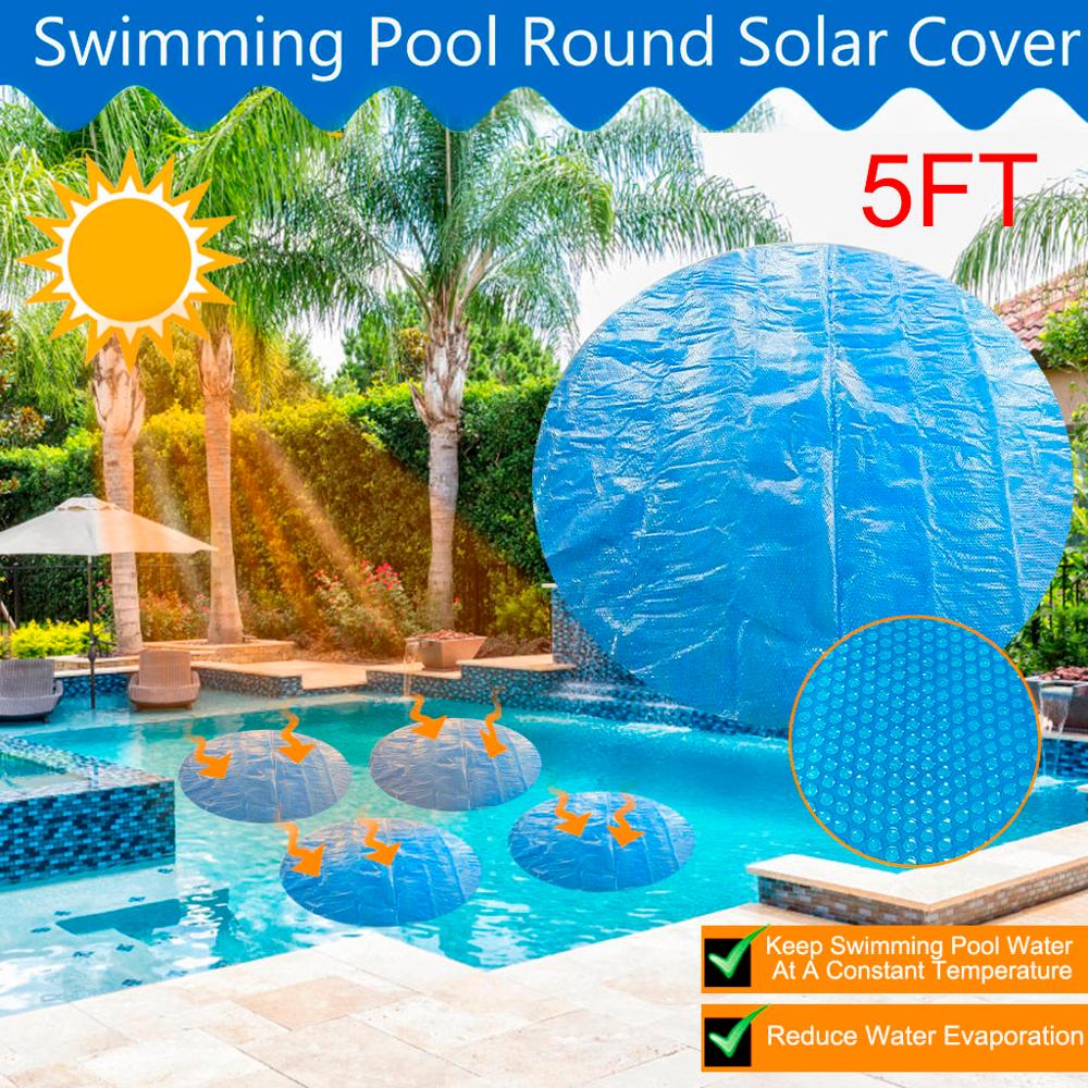 Swimming Pool Round Solar Cover 5ft Foot Above Ground Blue Protection Swimming Pool Anti-evaporation and anti-corrosion Q4