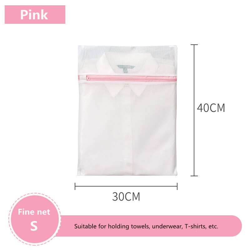 Coarse/Fine Net Dirty Laundry Bag Zippered Mesh Washing Machine Bag Large Capacity Clothes Organizer Bags for Washing Underwear: Fine net 30-40cm