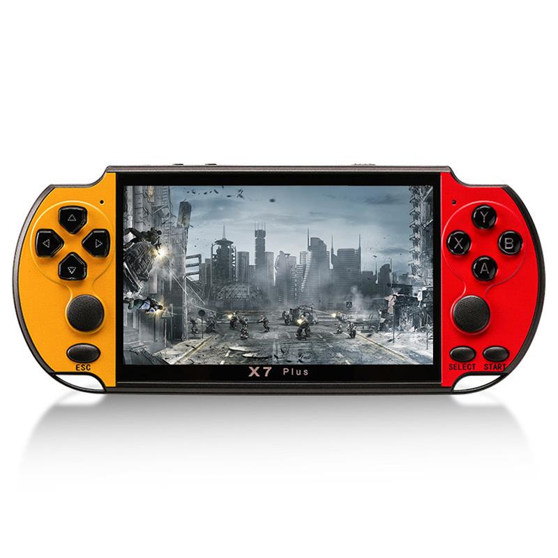 X7 Plus de consola de juegos Retro doble balancín 5,1 pulgadas Hd LCD portátil de 8G películas consola de juego Built-in10000 juegos: Negro