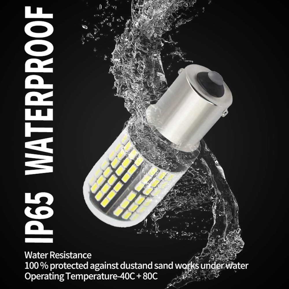 2 uds coche LED 1156 BA15S P21W BAU15S PY21W 1157 BAY15D 7443 bombillas LED 144SMD CanBus lámpara luz de señal de giro inverso