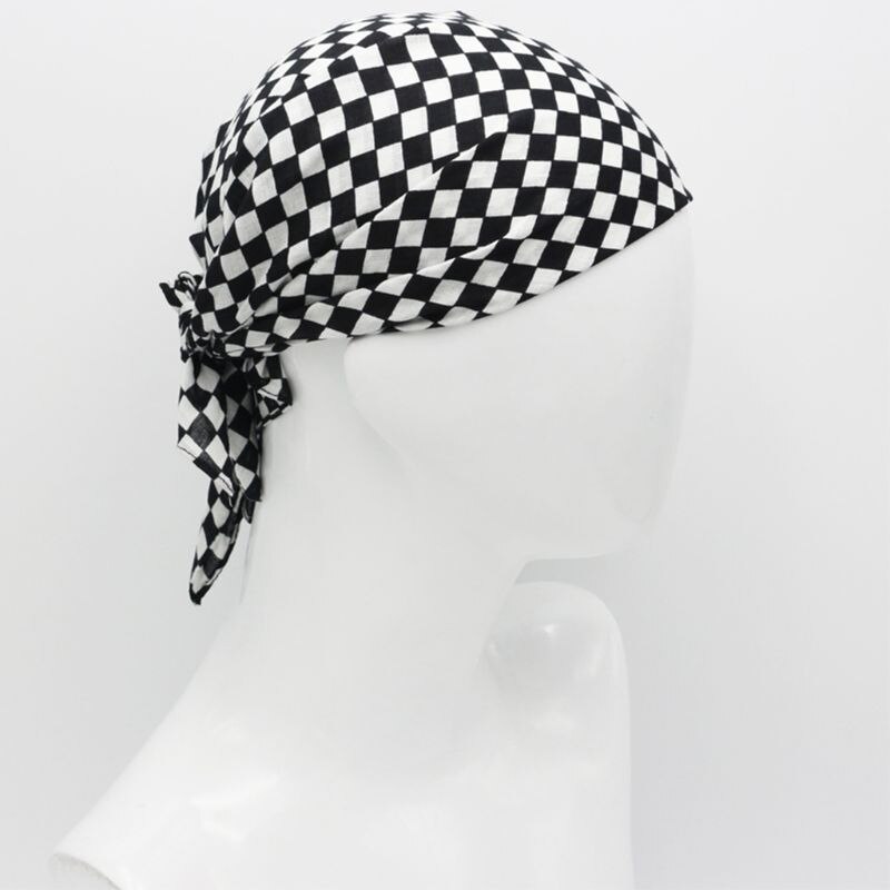 55x55cm White Black Checkered Flag Racing Bandana Unisex Multi-Use Square Headband Motorcycle Outdoor Sports Hair Wrap Wristband