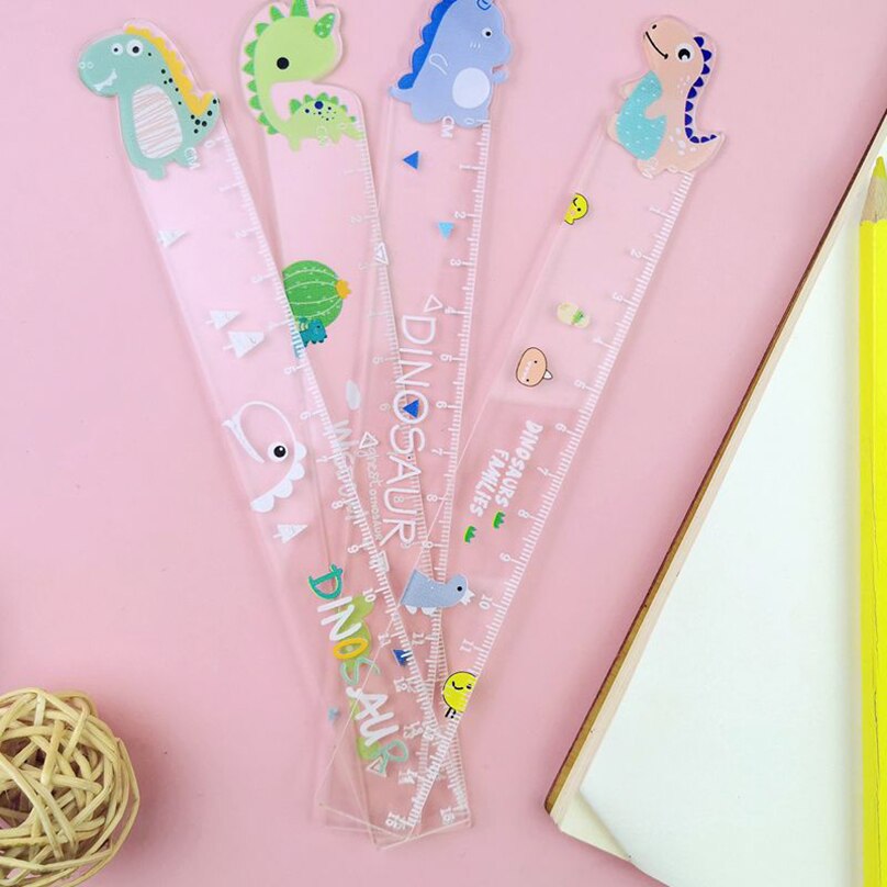 Règle de Dinosaure Kawaii Transparente et Mignonne de 15cm, Outil de Dessin à Faire Soi-Même, Fournitures Scolaires pour Étudiant