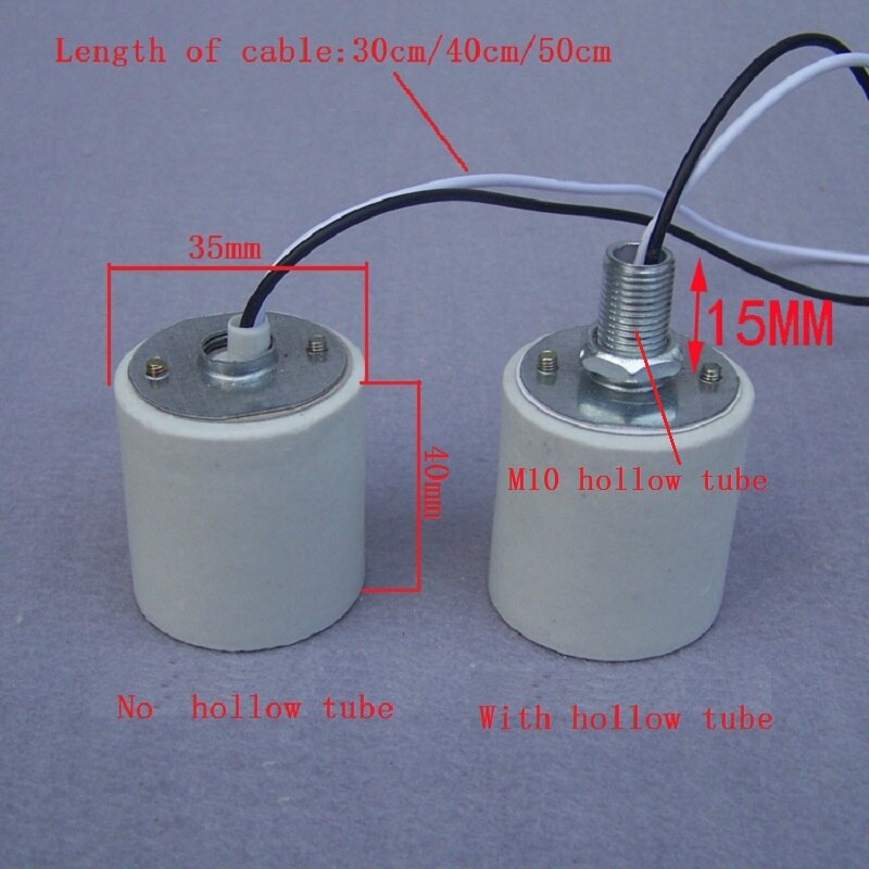 10 stk./parti ce godkendelse  e27 lampeholder fatning base fix holder med 0.5 mm 2 30cm/40cm/50cm m10 flad beslag belysning tilbehør