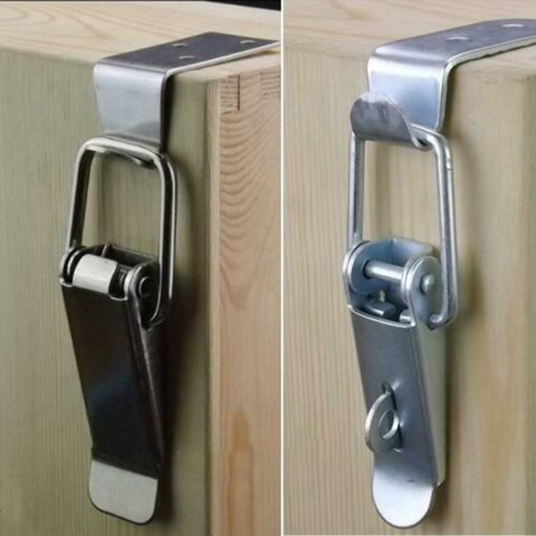 4pc 90 Degree Stainless Steel Latch Spring Loaded Draw Toggle Latch Clamp Clip Set For Home Hardware Sliver Door Bolt Latch Lock