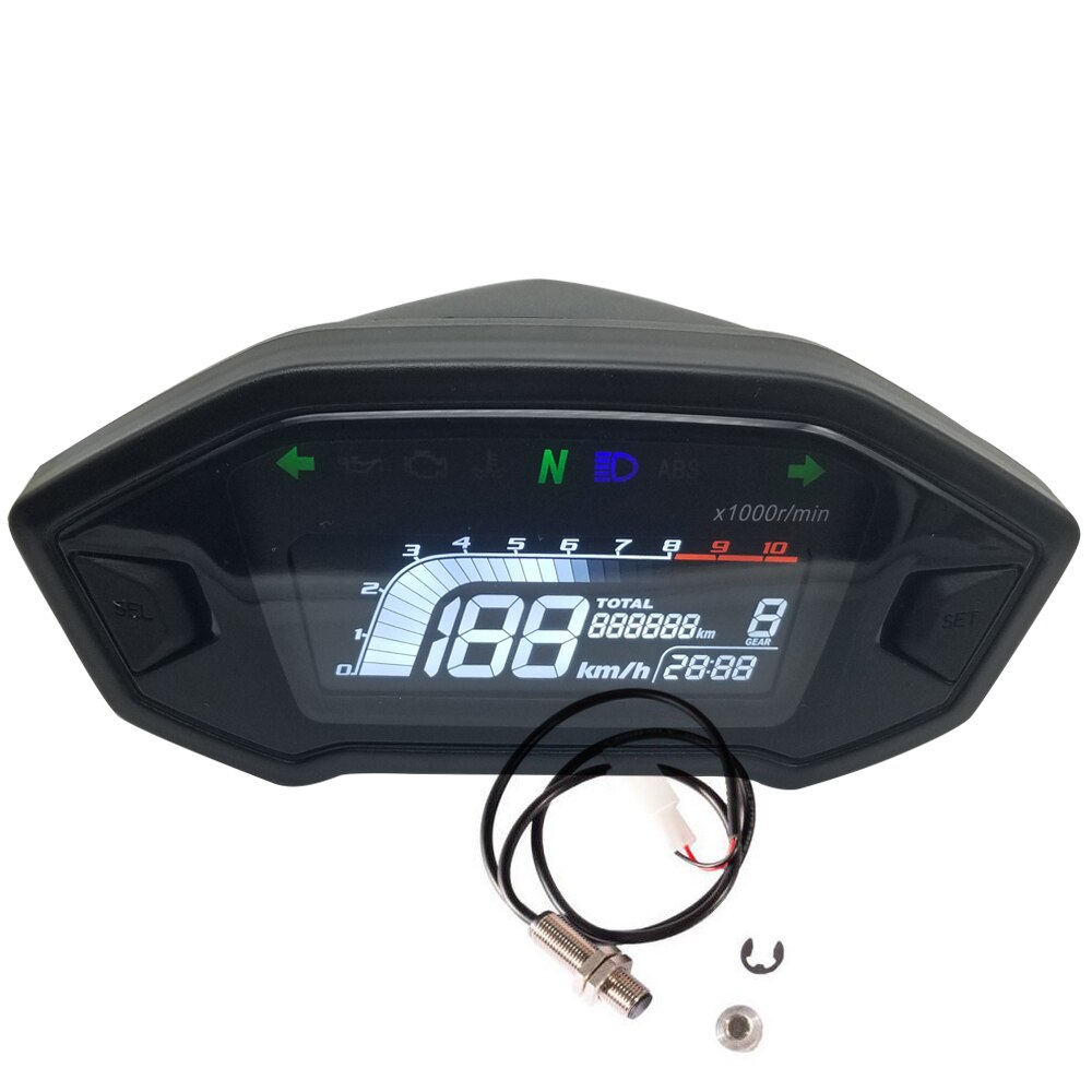 style VA screen clear in the sun motorcycle LCD speedometer seven color backlight optional backlight digital odemeter: With sensor